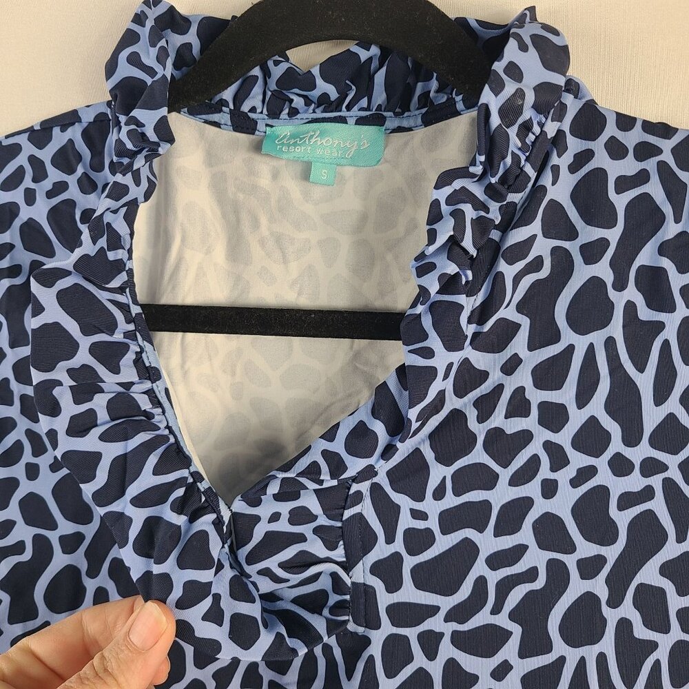 Anthonys Resort Wear Women's Periwinkle & Navy Giraffe Print Dress Sz S UPF 50+ - Picture 3 of 7
